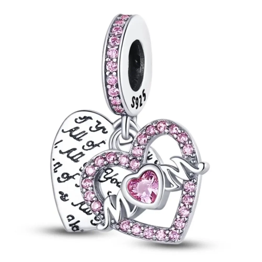 NWOT Mom Heart Pink Silver Pandora FIT Charm